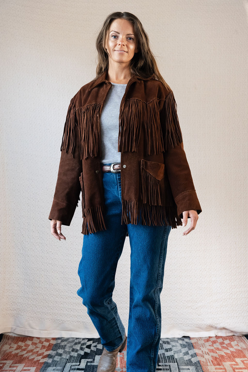 1970's Trego's Western Wear Chocolate Brown Classic Suede Fringe Jacket