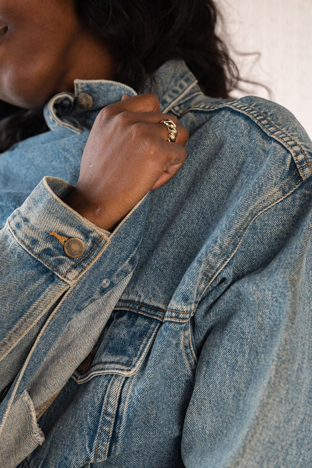 Oversized Denim Trucker Jacket by Steffano