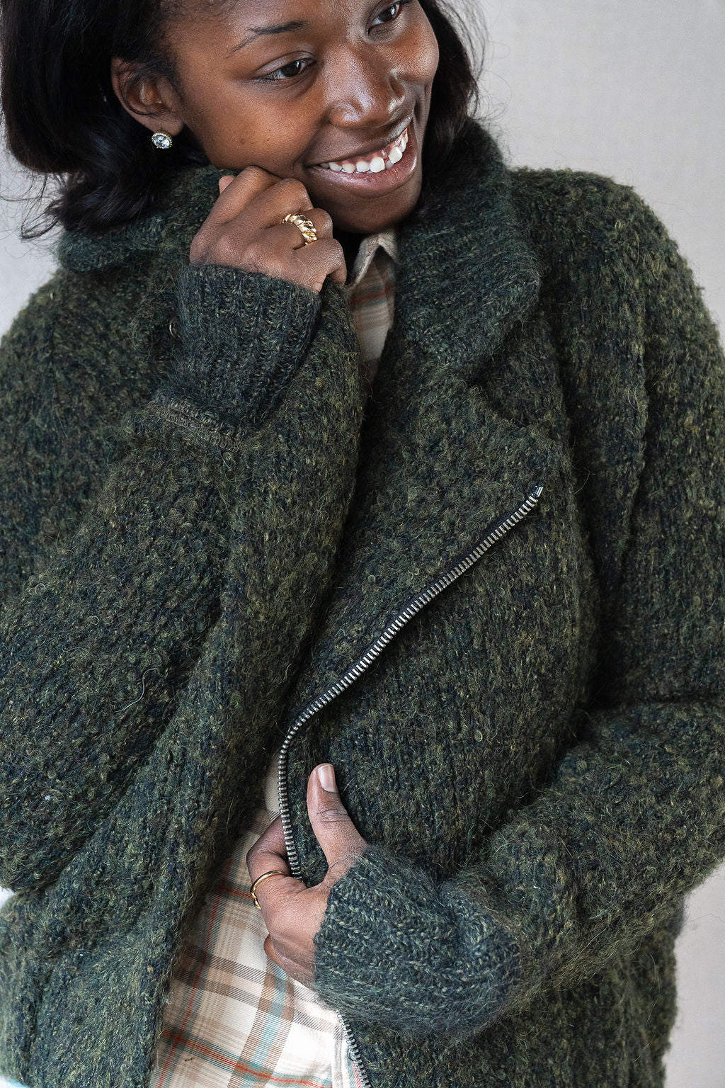 Isabel Marant Etoile Green Wool Moto Sweater Jacket