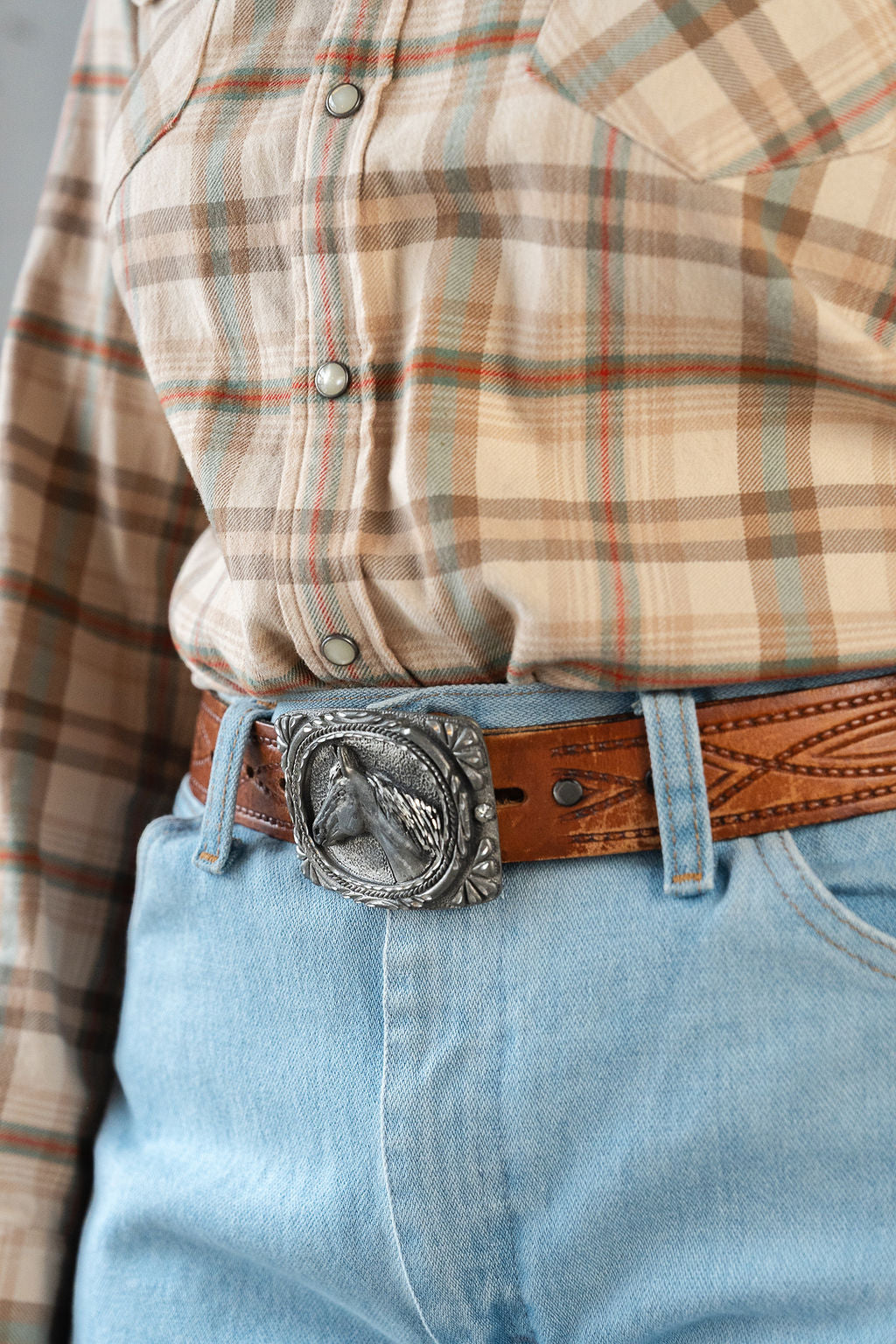 Pewter Horse Profile Belt Buckle