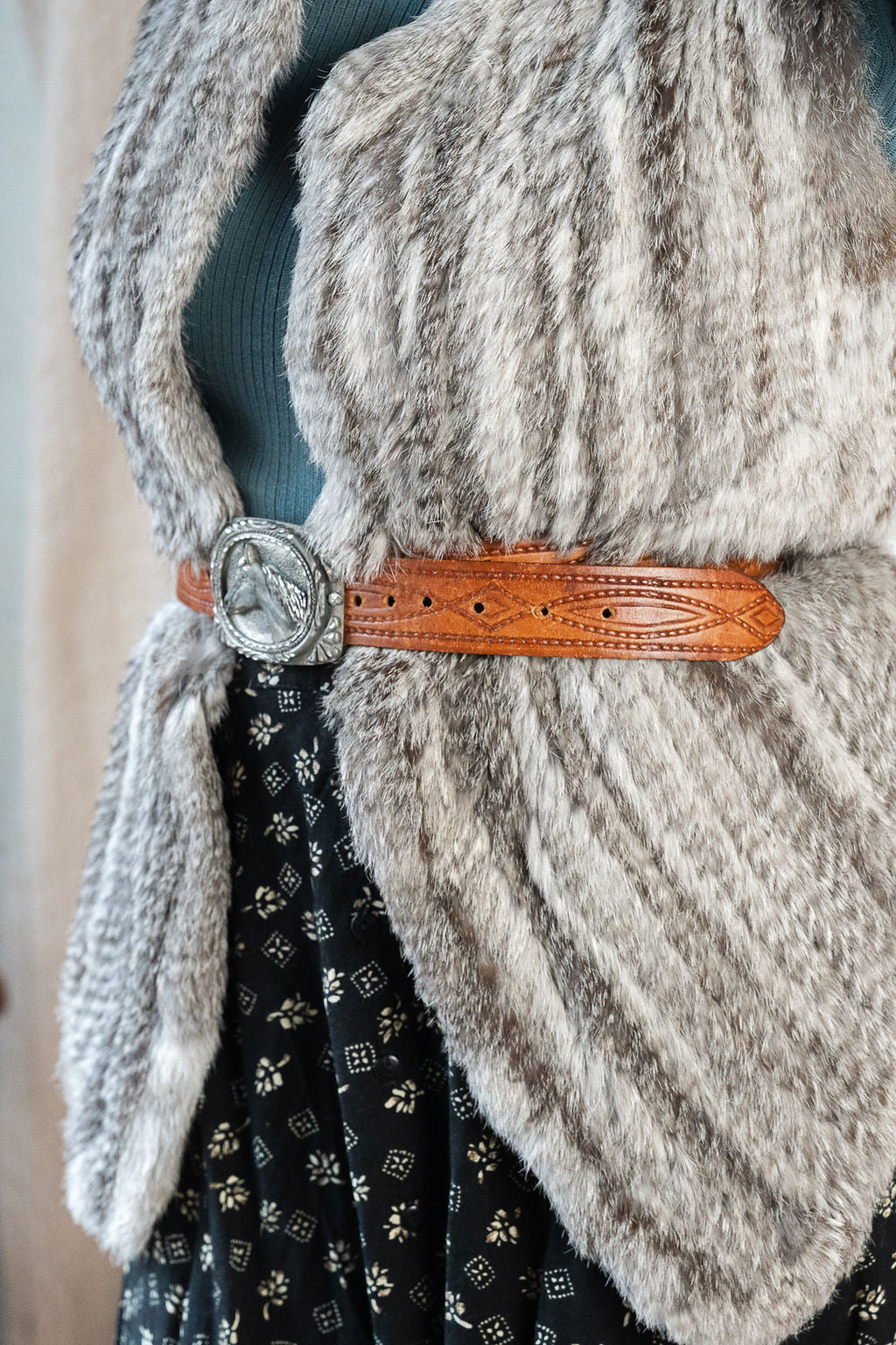 Joie Knit Fur Vest w/Handkerchief Drop Hem