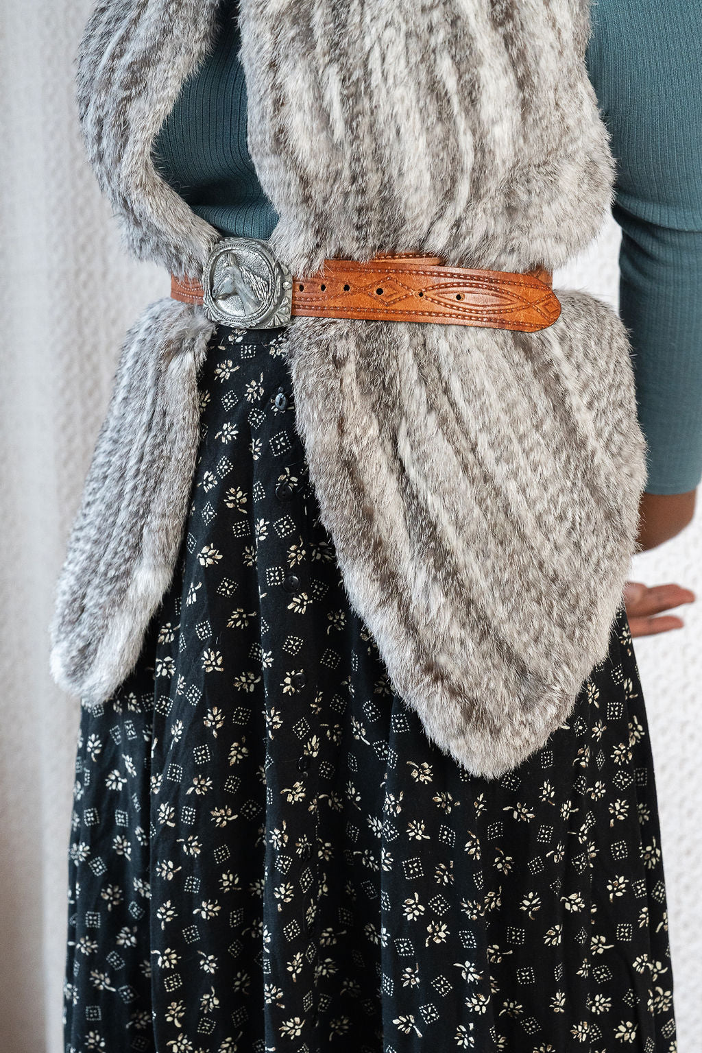 Joie Knit Fur Vest w/Handkerchief Drop Hem