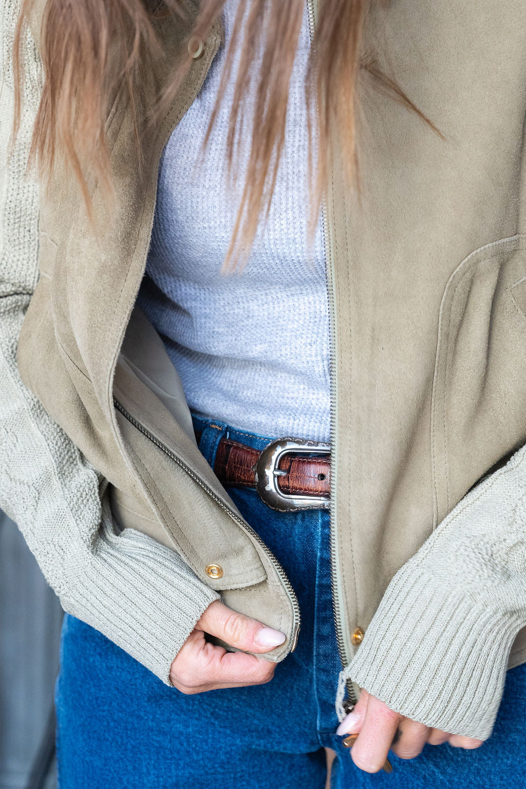 St. John Sport Suede & Knit Combo Jacket