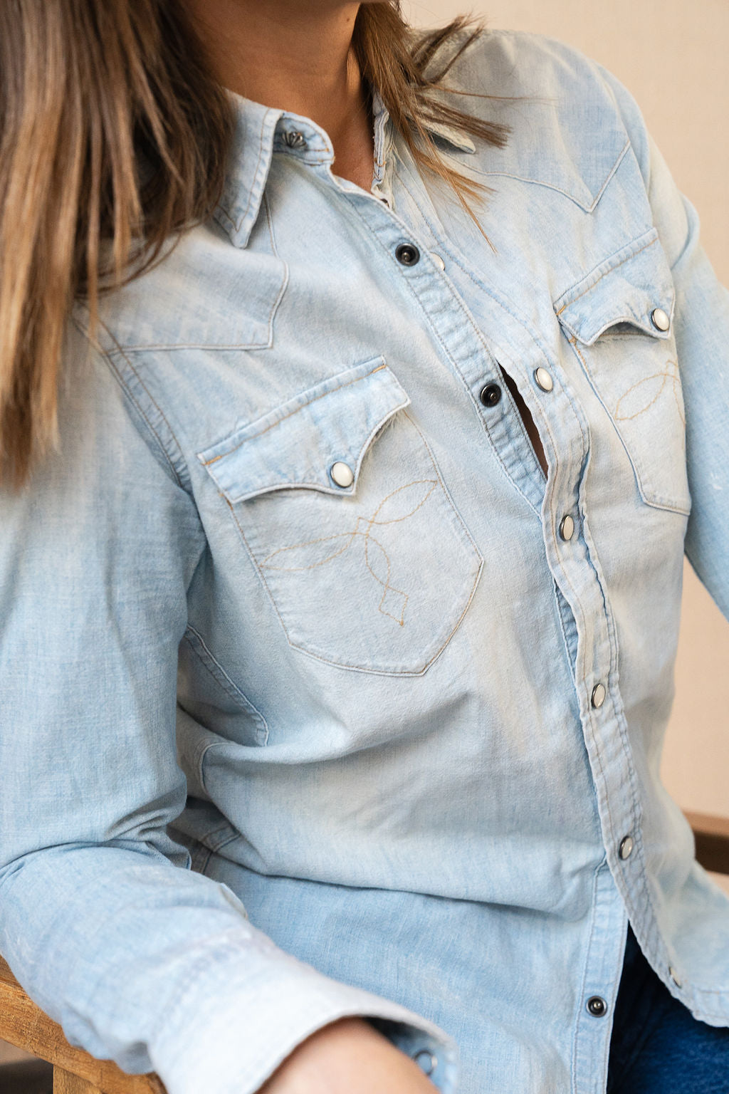 RRL Western Denim Pearl Snap