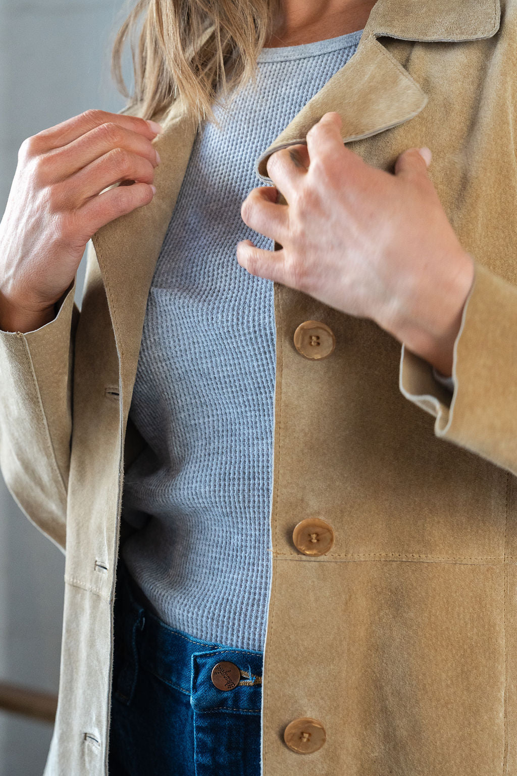Classic Tan Suede Trench Coat