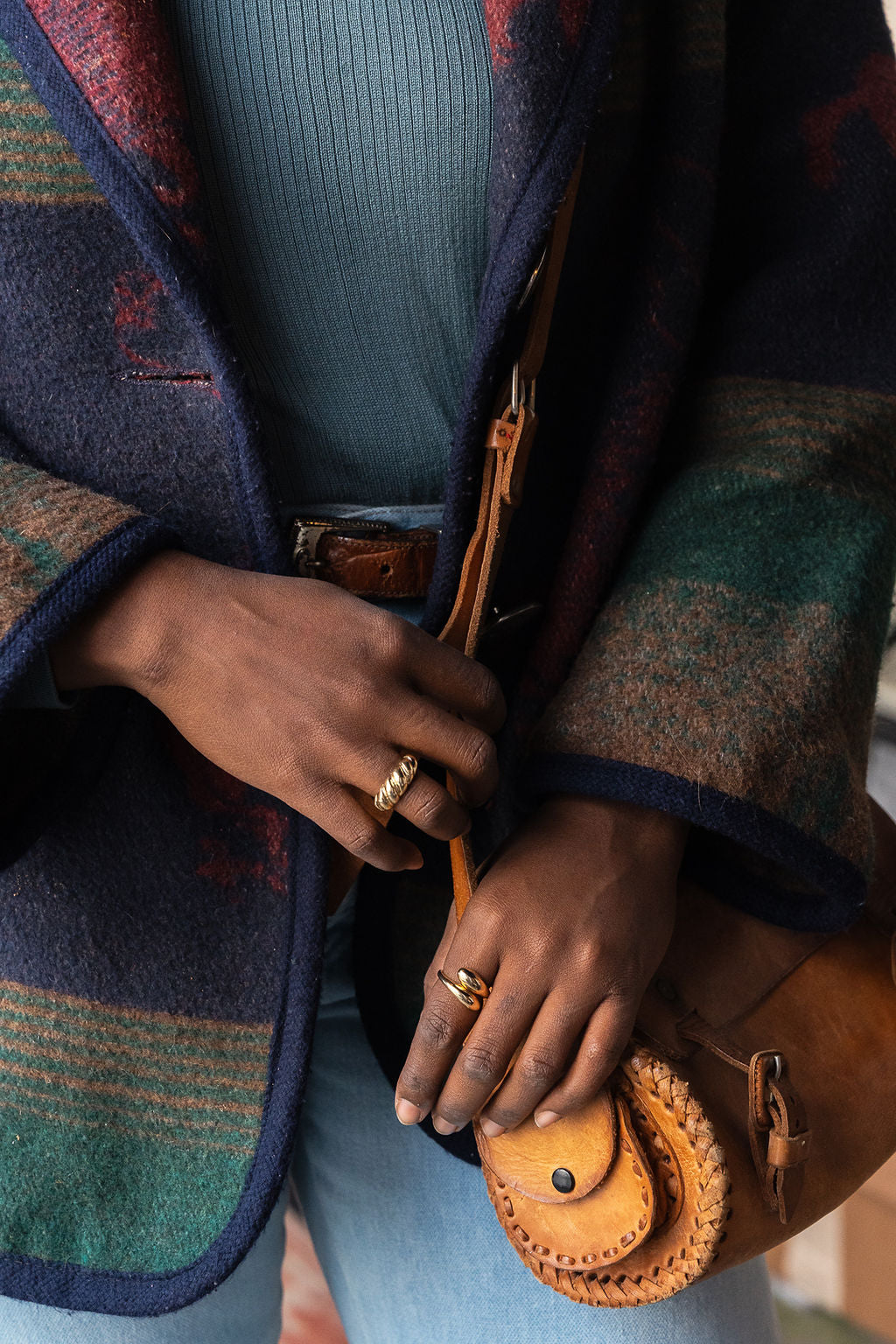 Wool Blend Cowboy Print Blazer Overcoat