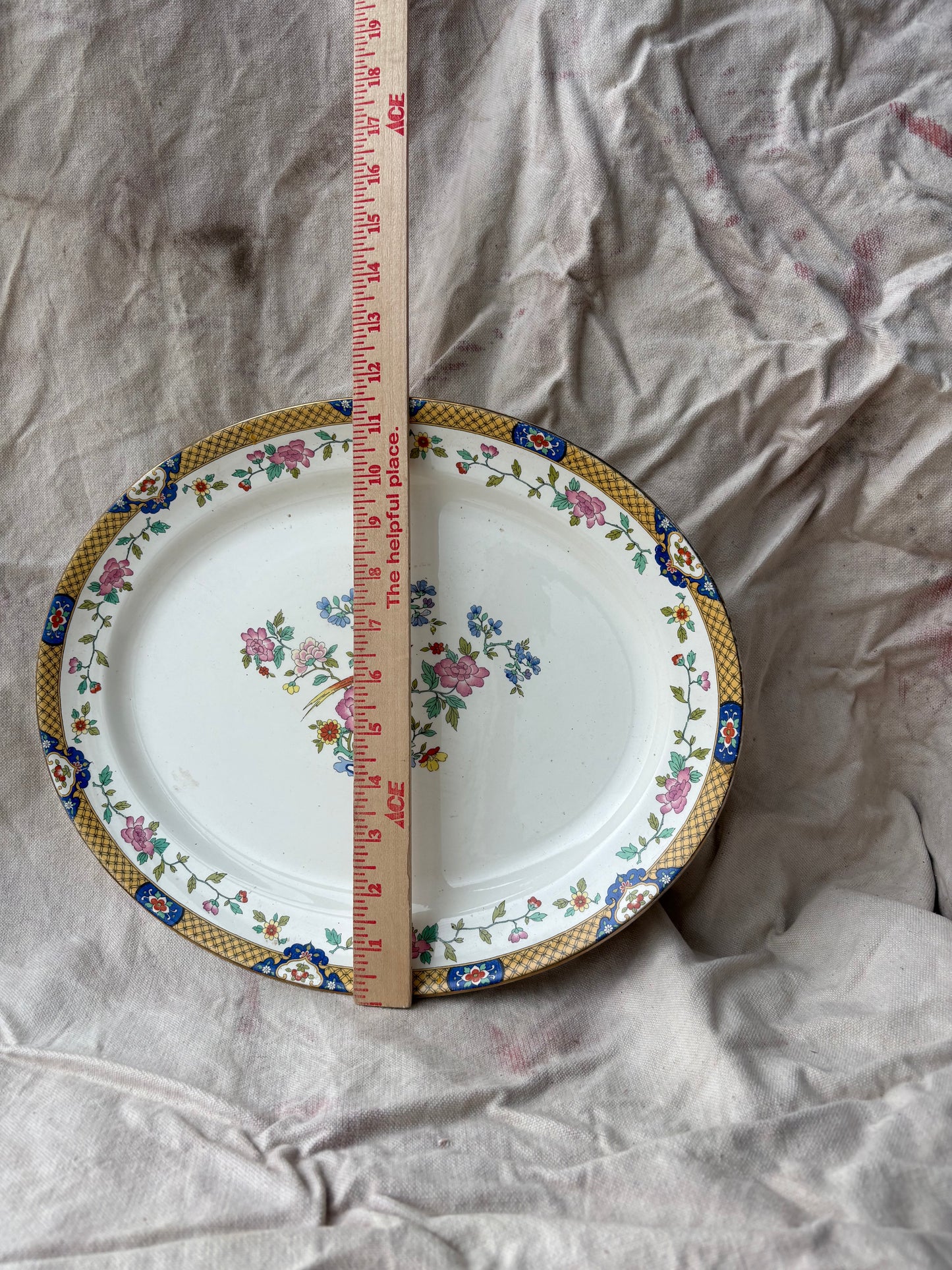 Asian Floral Print China Platter 15" Length