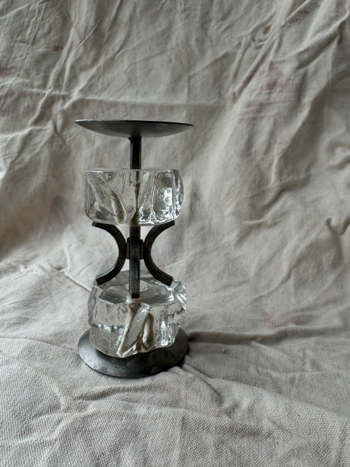 Single Bostrom Pressed Glass Candle Holder