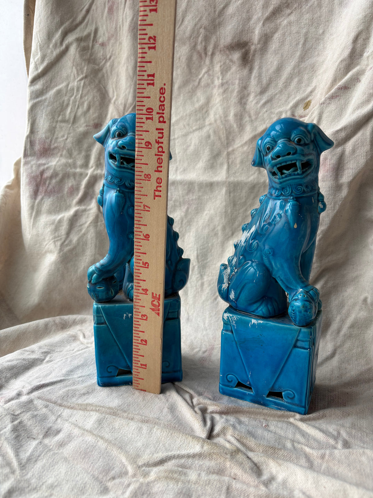 Vintage Set of Blue Asian Foo Dogs
