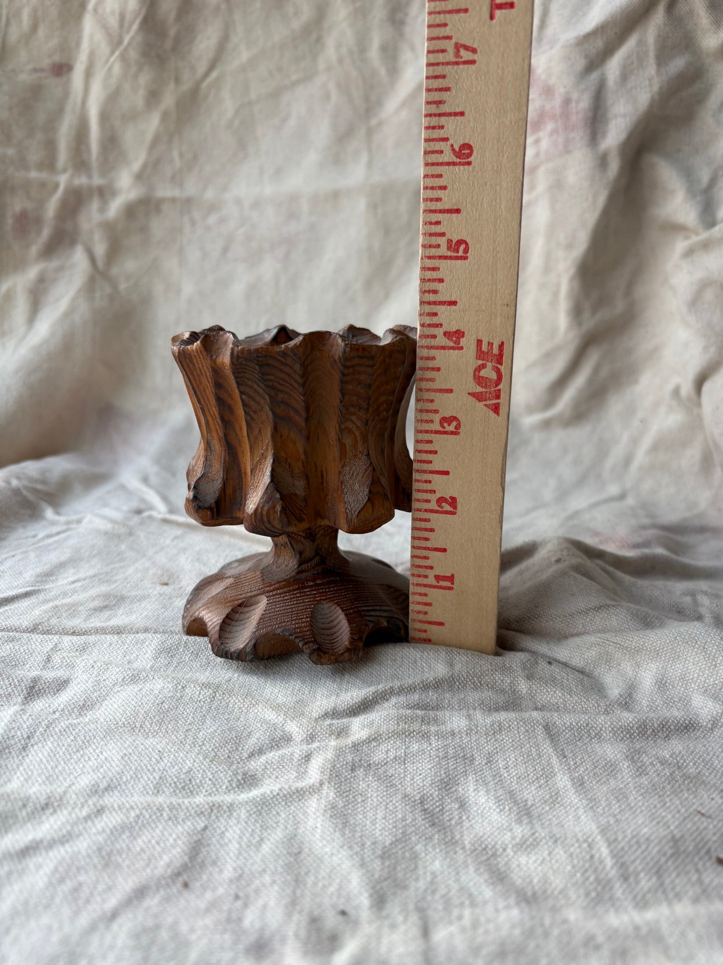 Handcarved Wood Candle Stand