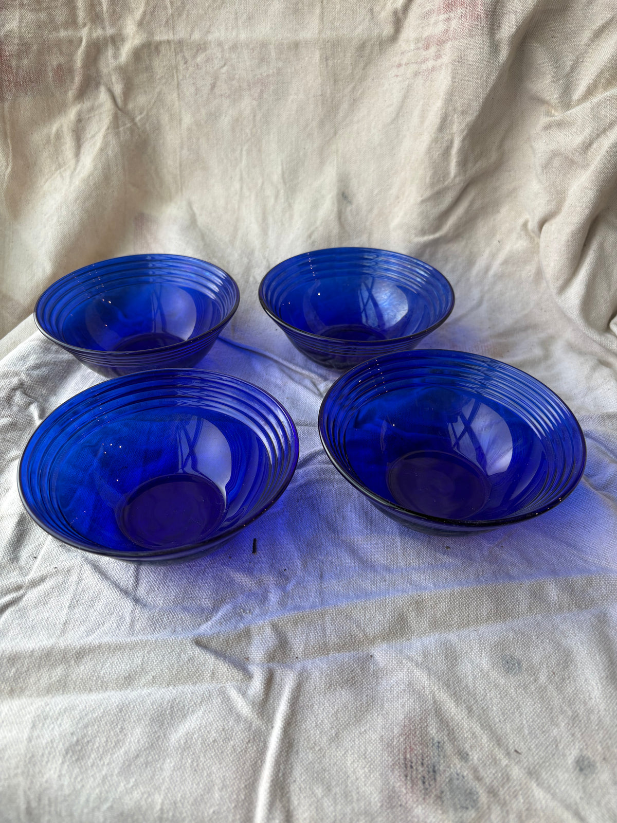 Set of 4 Cobalt Blue Glass Bowls