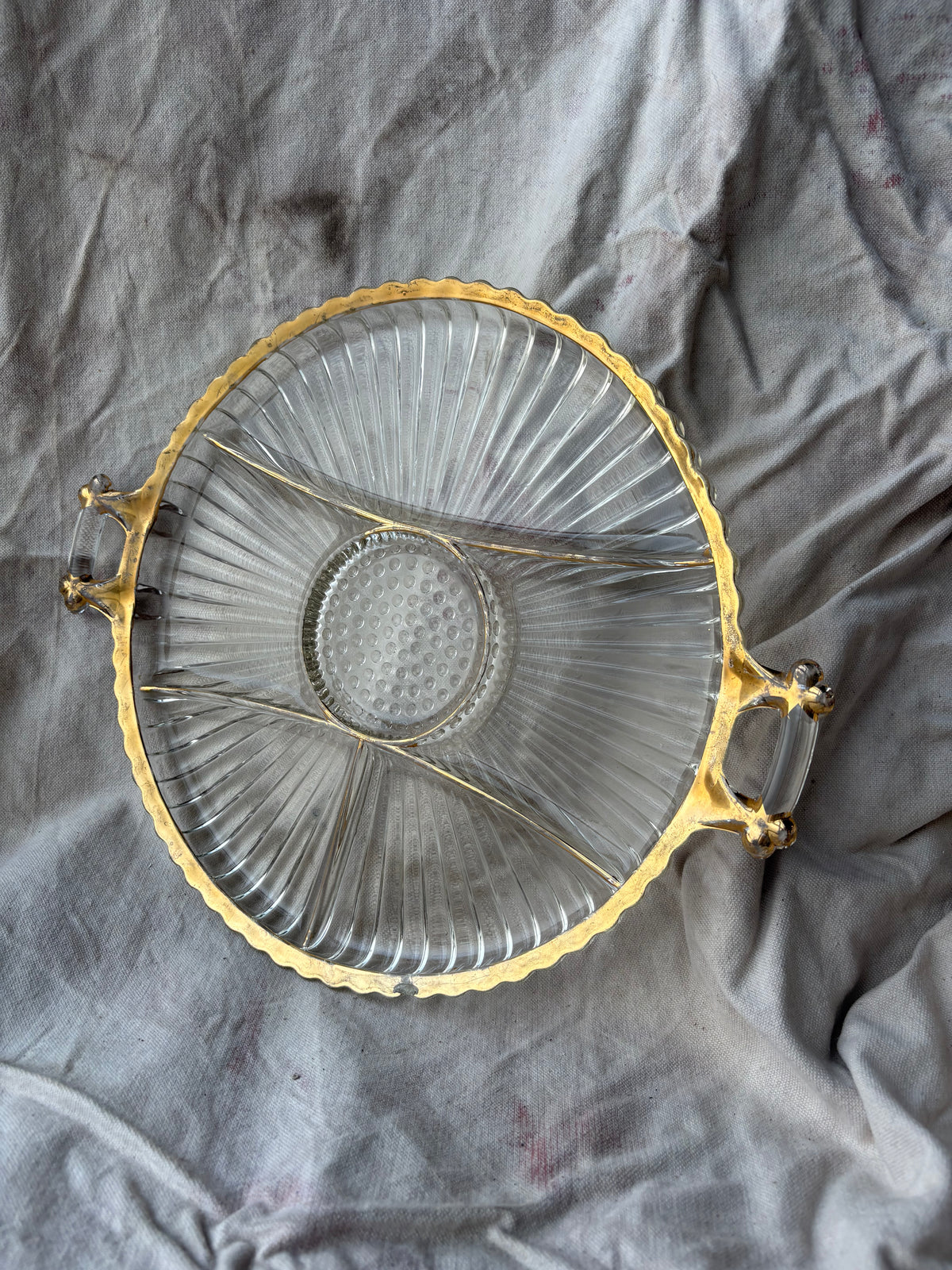 Gold Trim Glass Service Tray