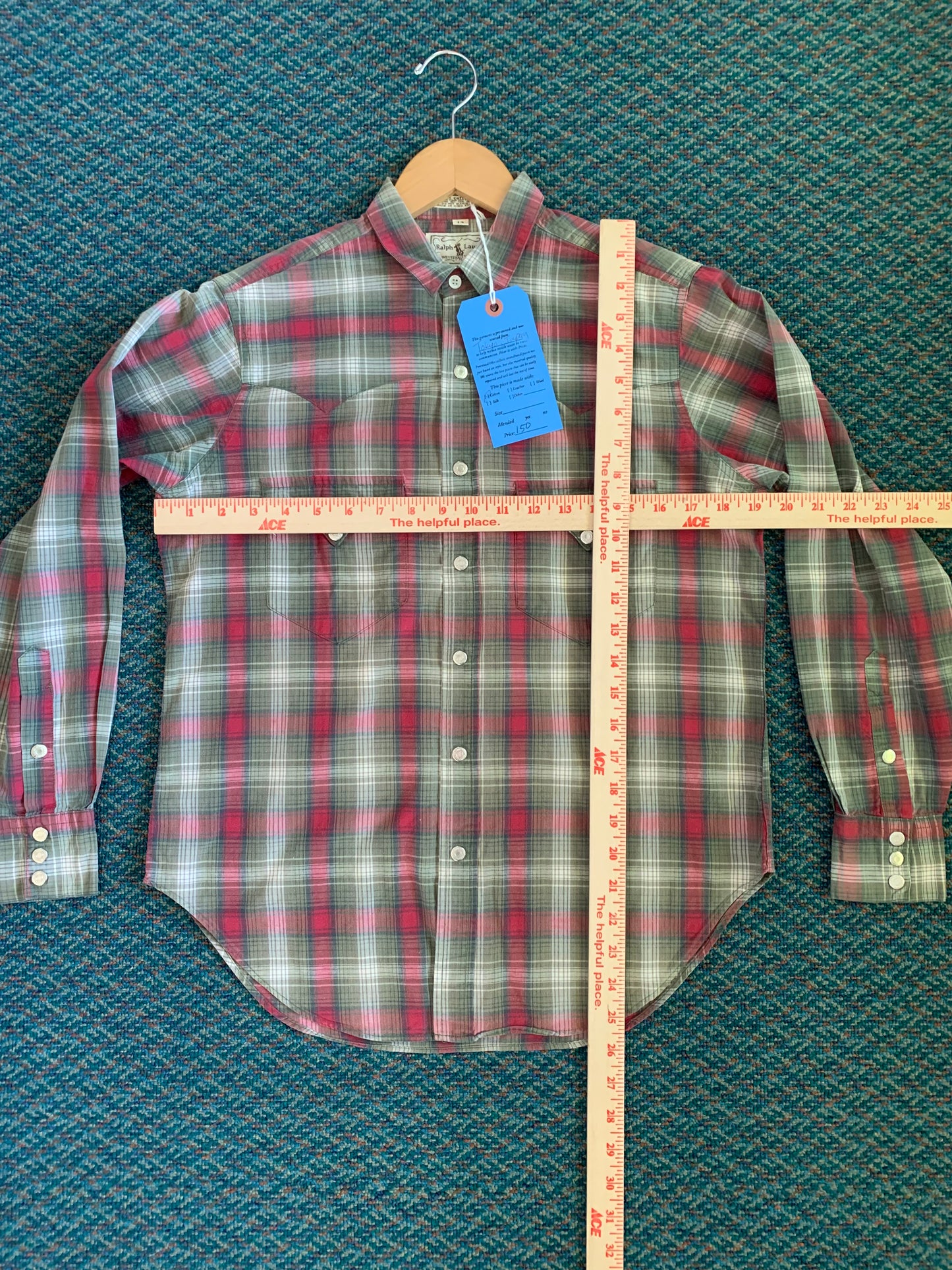 Vintage Ralph Lauren Western Wear Plaid Pearl Snap