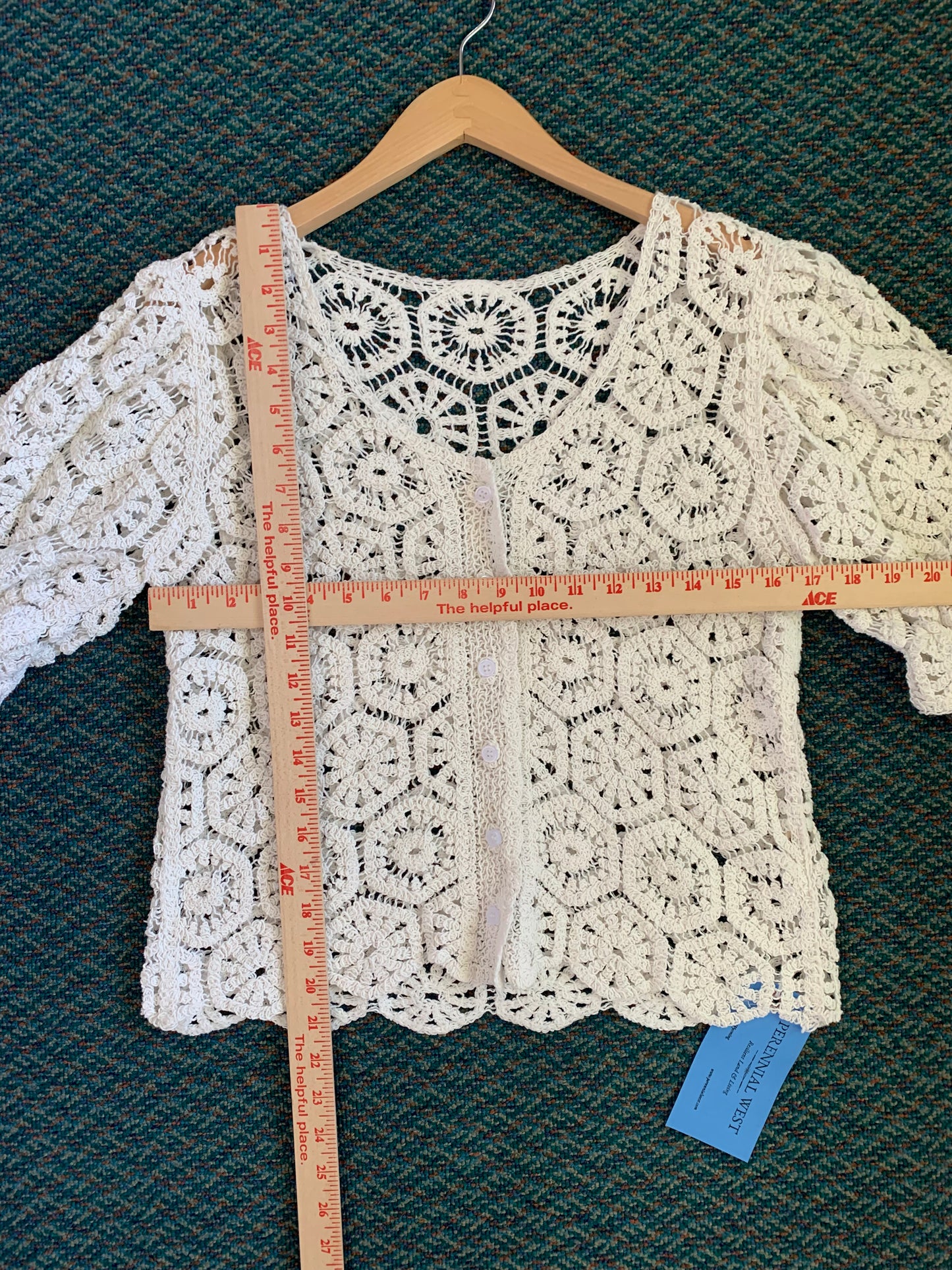 Crochet Puffy Sleeve Cardigan Top