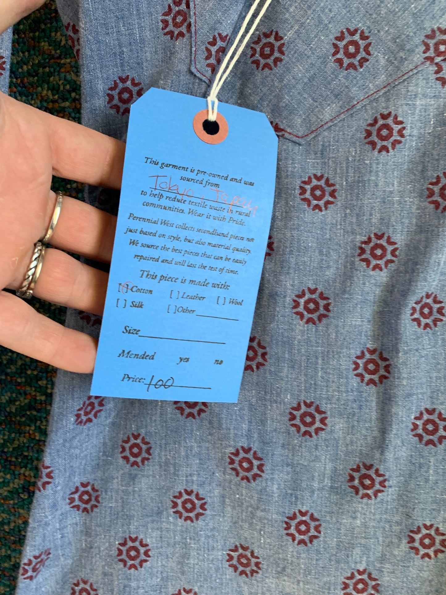 Vintage Home Made Block Print Button Down