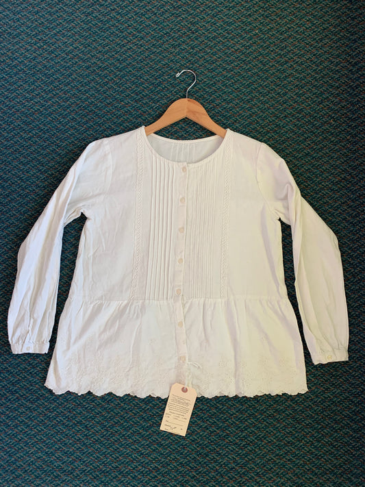 Peasant Button Down Top w/Floral Eyelet Ruffle