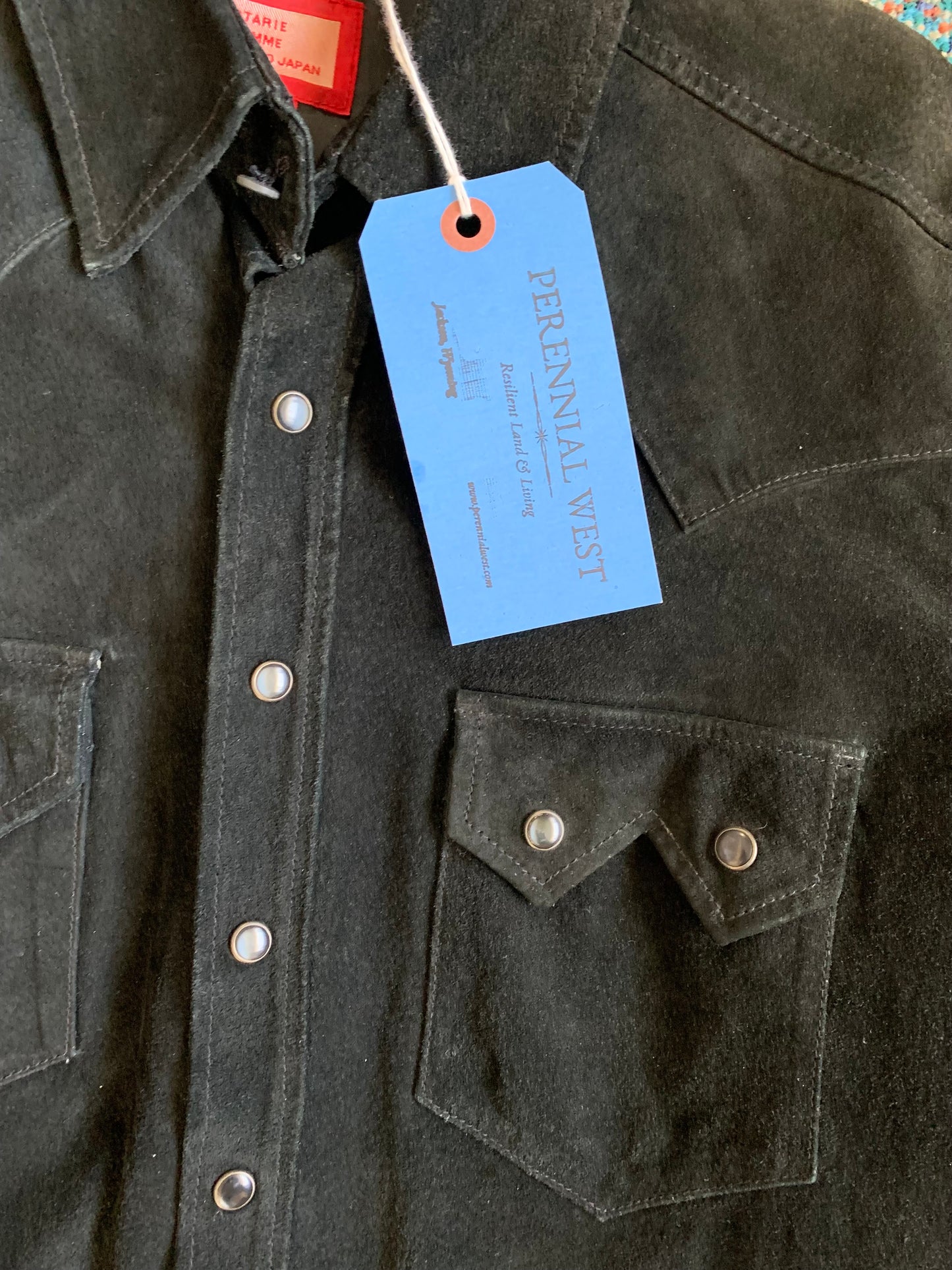 Black Suede Leather Western Shirt Jacket