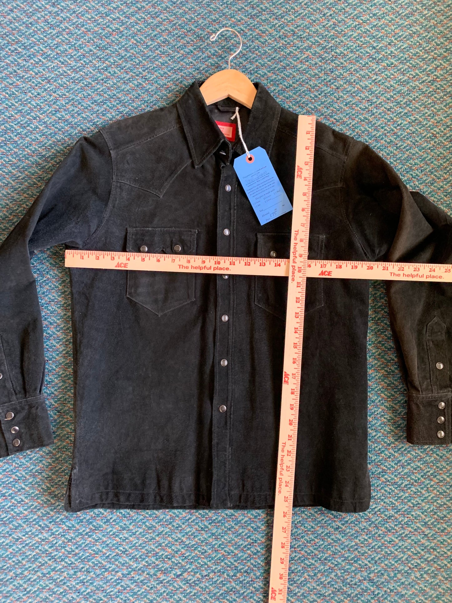 Black Suede Leather Western Shirt Jacket