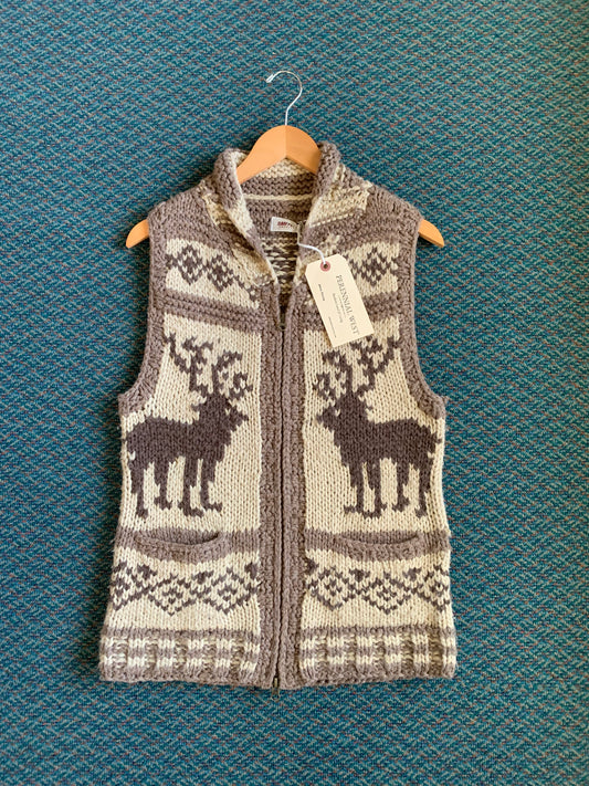Vintage Reindeer Knit Wool Vest