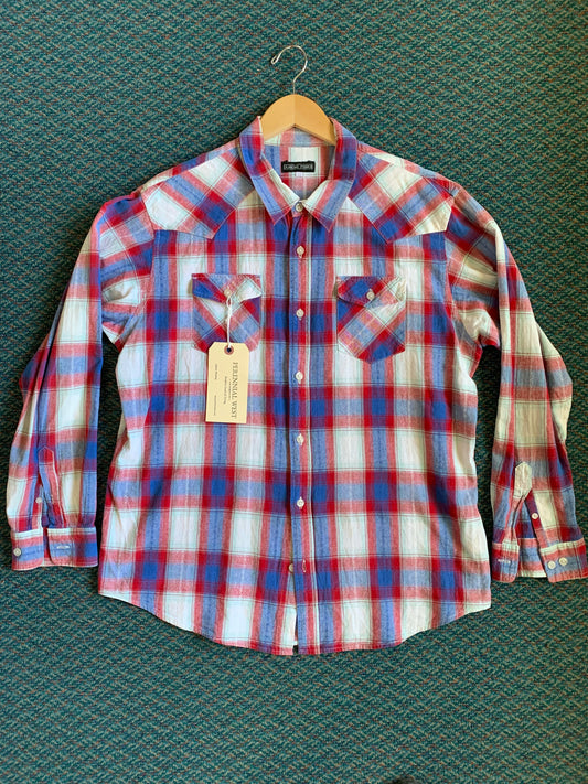 Red White and Blue Plaid Pearl Snap
