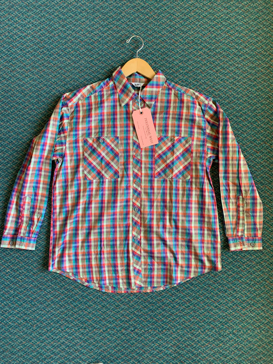 Vintage Kitty Button Down Plaid Top