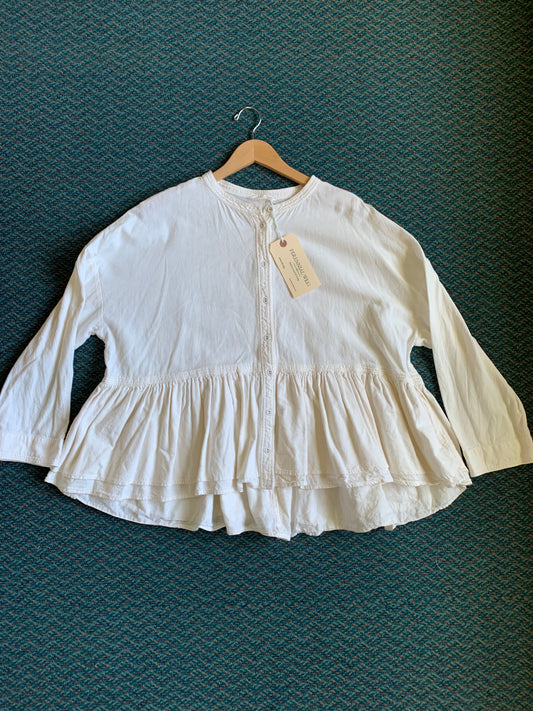 Heavy Cotton Peasant Button Down Blouse