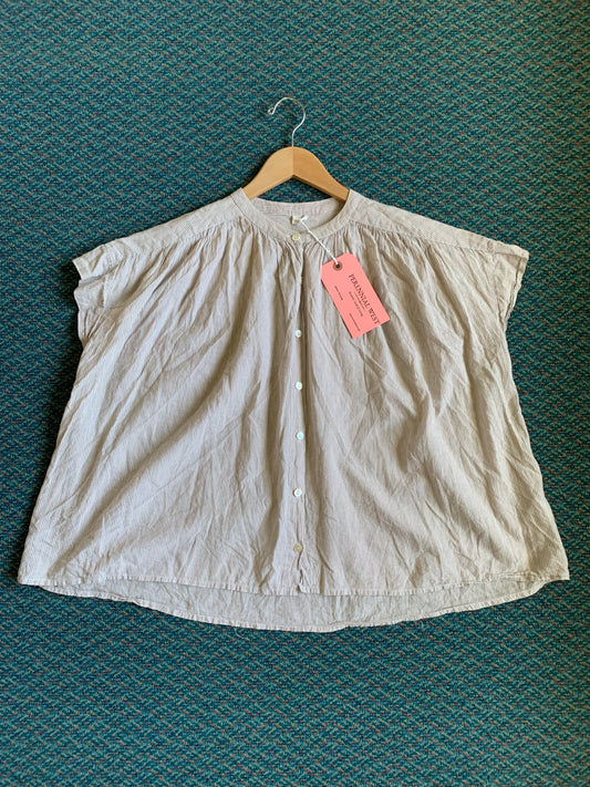 Brown Stripe Oversized Peasant Top
