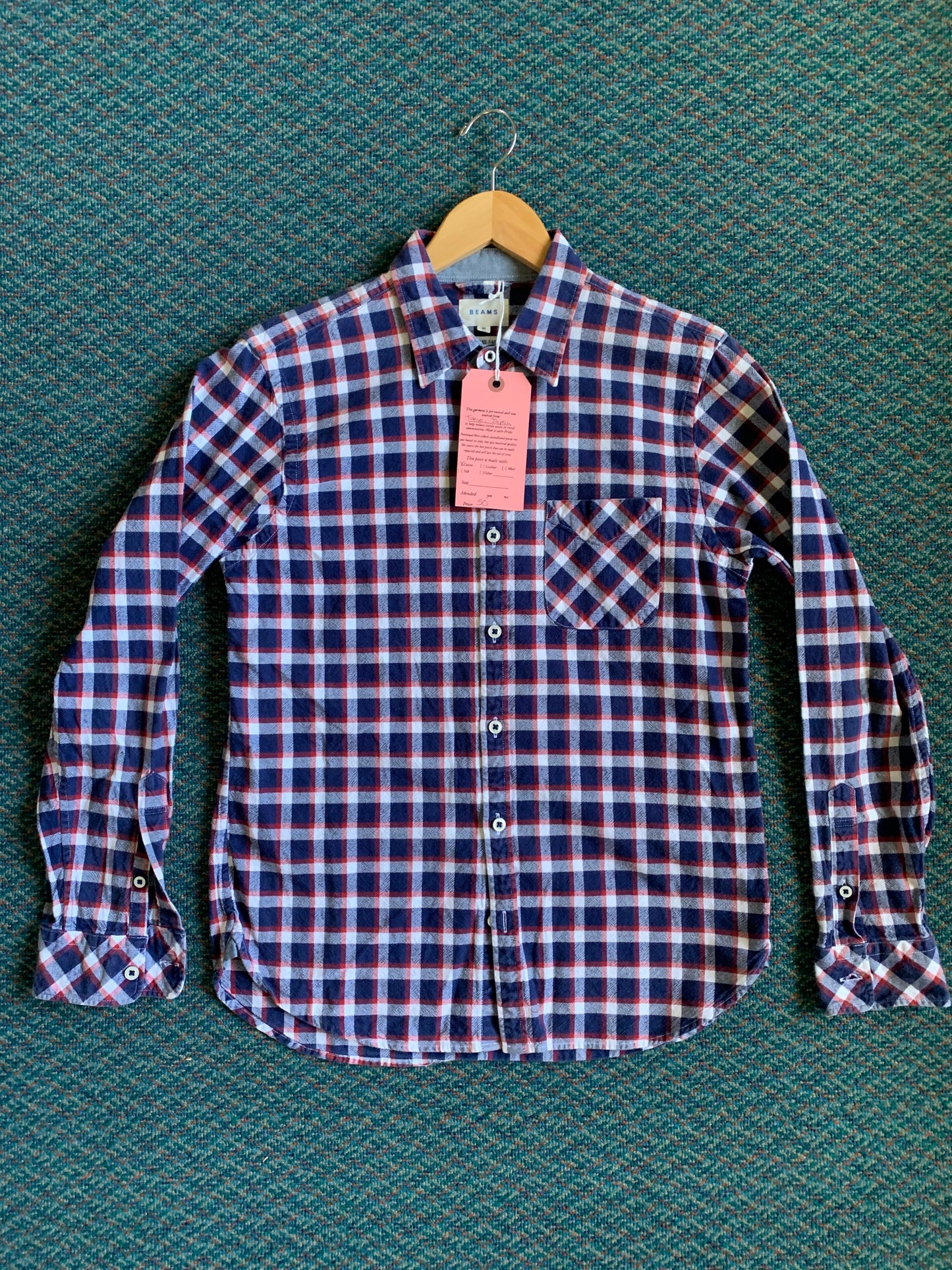Beams Cotton Plaid Button Down Shirt