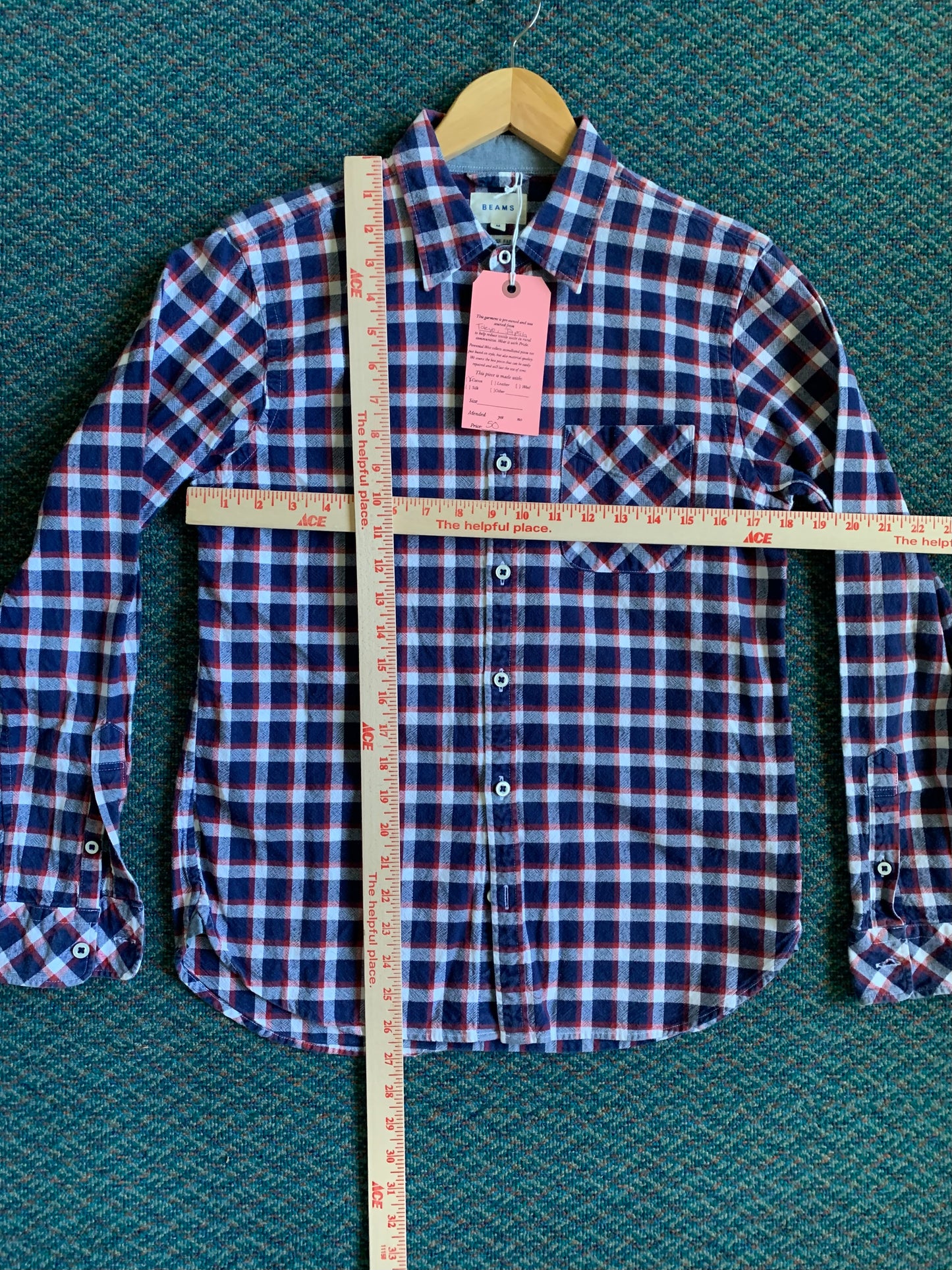 Beams Cotton Plaid Button Down Shirt