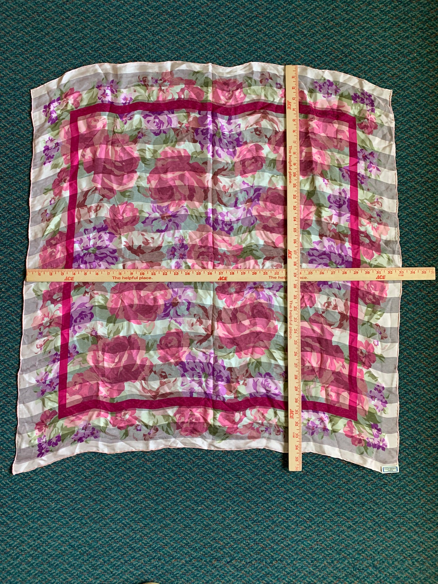 YSL Silk Floral Sheer Stripe Scarf