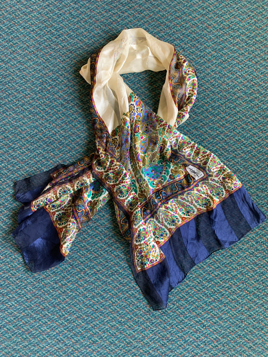 YSL Paisley Print Long Silk Scarf