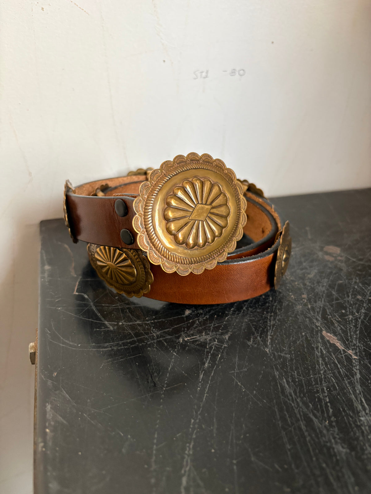 Stamped Brass Mini Concho Belt