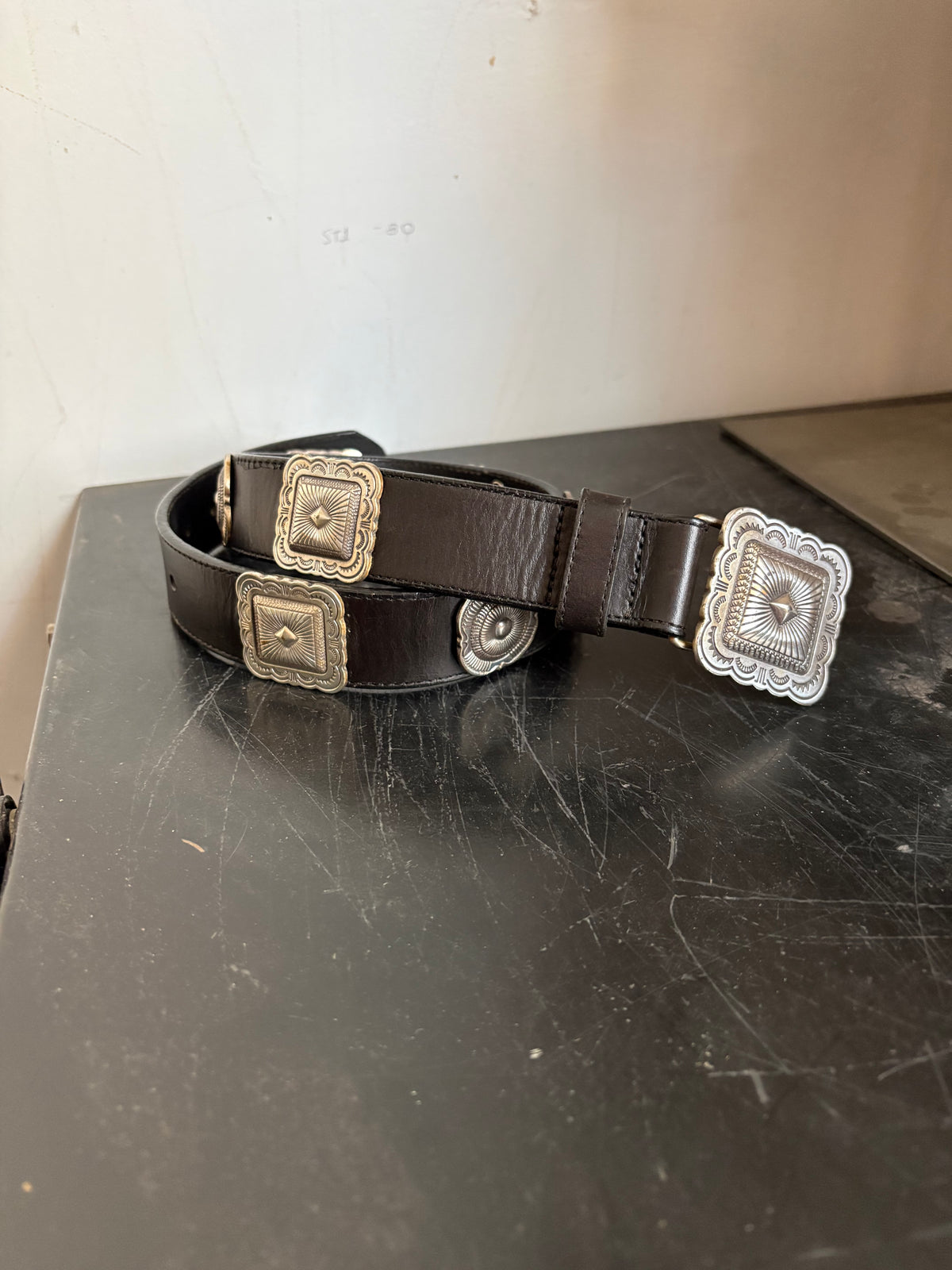 Black Leather w/Southwest Pewter Conchos