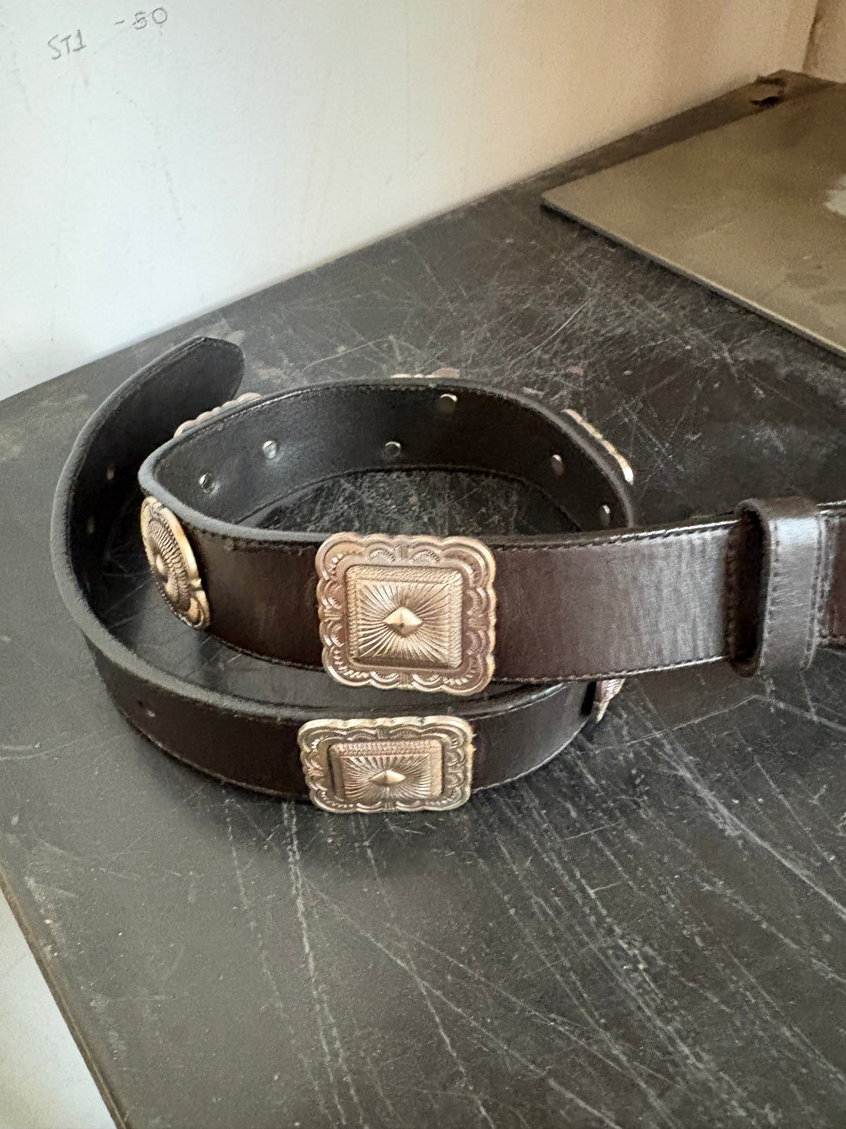 Black Leather w/Southwest Pewter Conchos