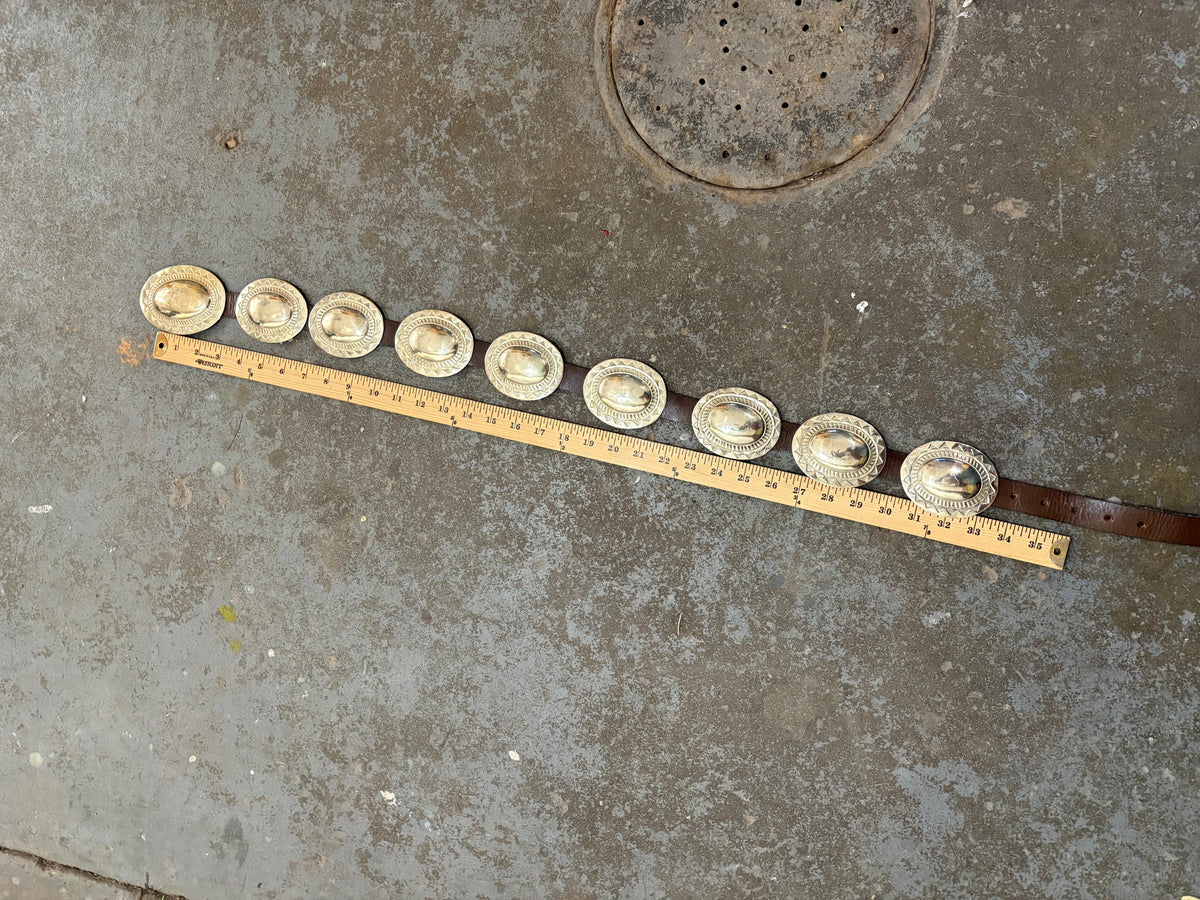 Large Stamped Alpaca Silver Concho Belt