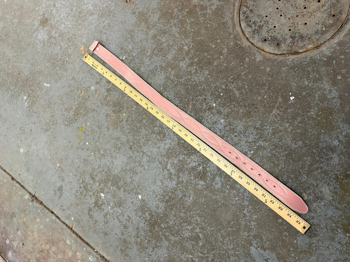 Handmade Pink Leather Belt Strap w/White Stitching